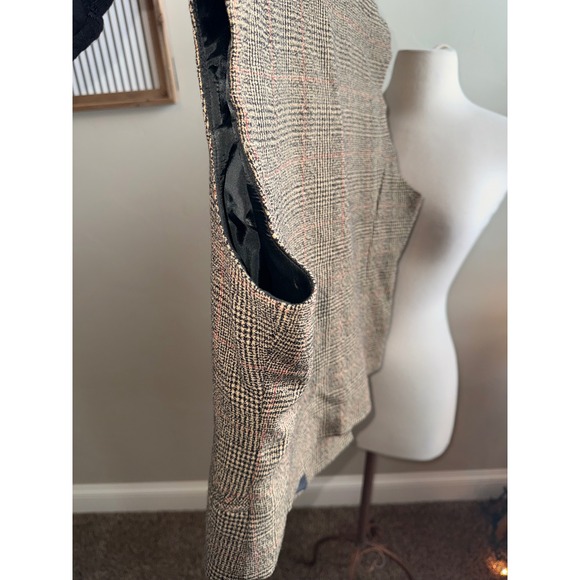 Plaid Velvet Collar Double Breasted Vest Womens Business Casual Layering Piece - Picture 4 of 7